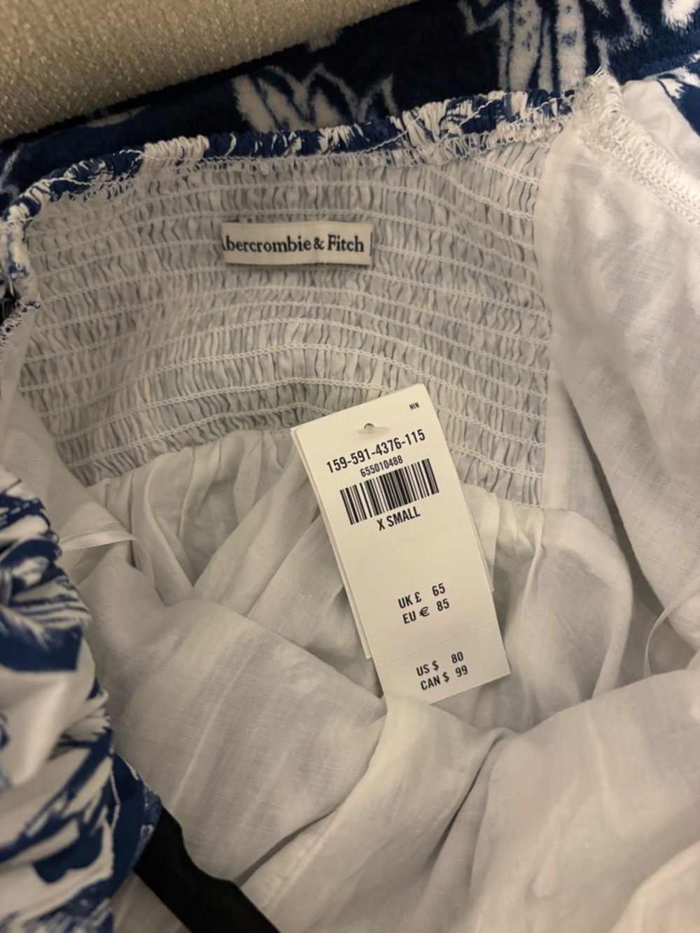 Abercrombie & Fitch Blue Floral Puff-Sleeve Dress - Picture 5 of 5
